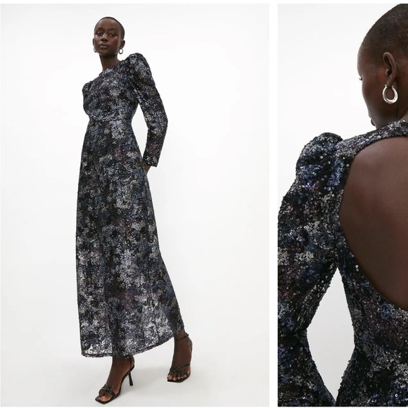 coast Dresses & Skirts - NEW Coast US 4 UK 6 Long Sleeve Sequin Maxi Dress Womens Cocktail Party Evening